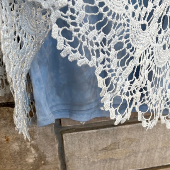 Reba Ombré Blue Crochet Lace Top - Picture 5 of 13